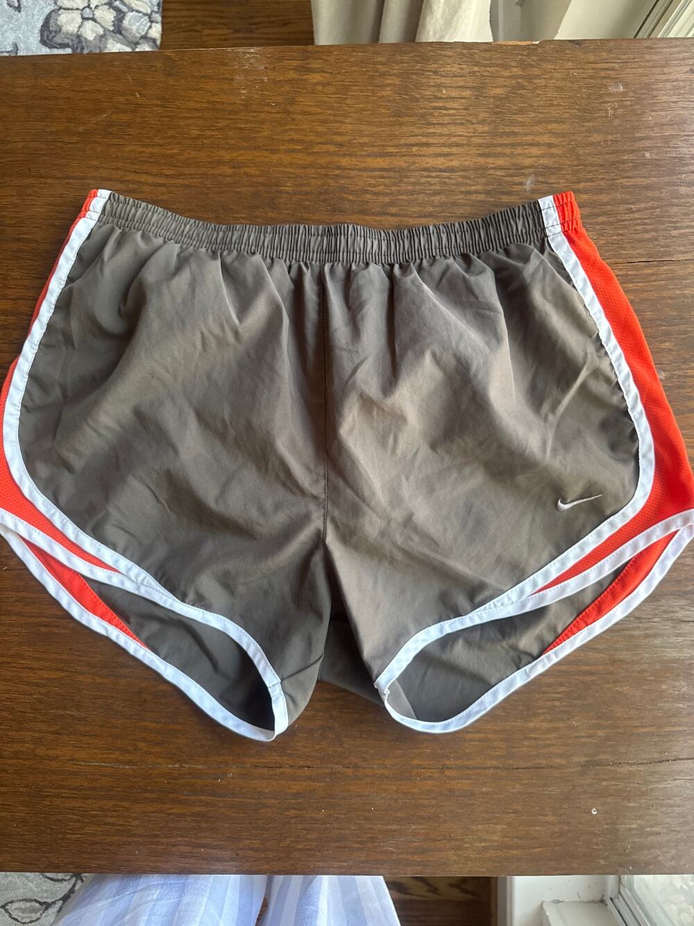 Nike Tempo Running Shorts Medium M Brown Orange White Mesh Trim Dri Fit Track